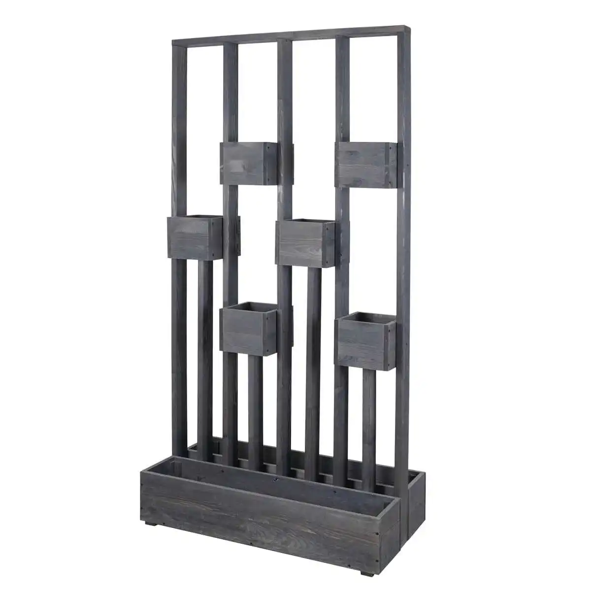 Jardinière avec treillis en bois Haut. 180cm Gris  Jardinière avec treillis en bois Haut. 180cm Gris