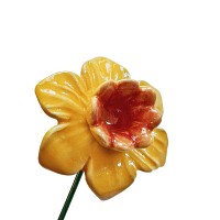 Fleur en cÃ©ramique sur tige Ã planter - Petite jonquille jaune