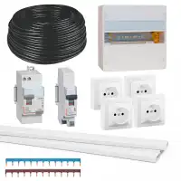 Kit électrique pour chalet et studio de jardin - 4 prises, goulotte et coffret électrique