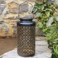 Lanterne solaire en métal orientale H. 31cm