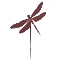Silhouette libellule sur tige en métal rouillé L.40 x H.90cm