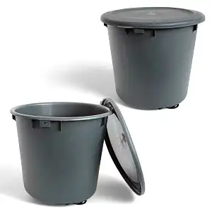Bokashi Box Composteur de cuisine 10L - 1er prix - Lot de 2 seaux gris - D.29.5 x H.26 cm - Fabriqué en France