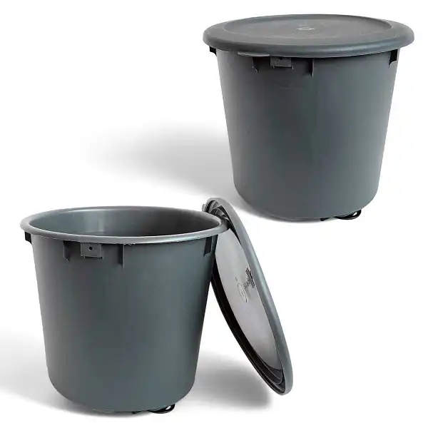lot de 2 seaux bokashi box gris