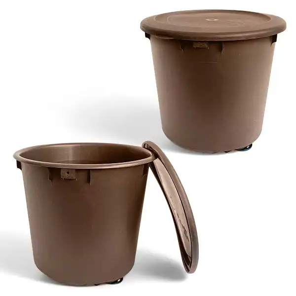 lot de 2 seaux bokashi box marron