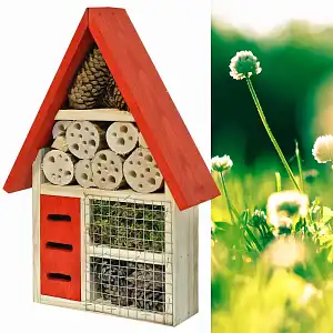 Maison pour insectes, toit rouge