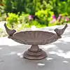 Bain d'oiseau ancien en fonte deux oiseaux - Mangeoire et abreuvoir