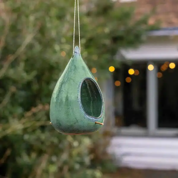 mangeoire ceramique suspendu jardin vert