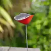 Coquelicots mangeoire en céramique rouge - Diam. 7cm - lot de 3