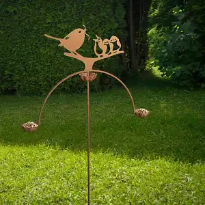 Mangeoire à balancier modèle oiseaux en acier corten