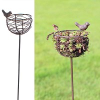 Mangeoire nid oiseau en fonte et fil d'acier