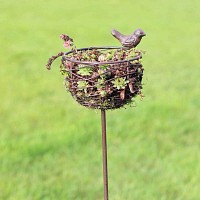 Mangeoire nid oiseau en fonte et fil d'acier
