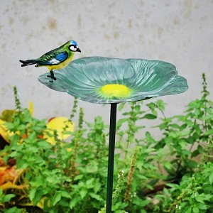 Mangeoire oiseaux Fleur sur pied en métal