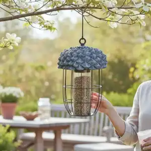 Mangeoire pour oiseaux silo à suspendre Gland - D.19 x H.28cm