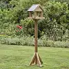Mangeoire oiseaux sur pied en bois - Toit double pente effet ardoise
