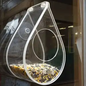 Mangeoire oiseaux transparente pour fenêtre avec ventouses