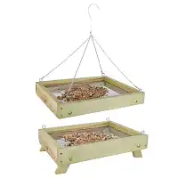 Mangeoire oiseau et hérisson en bois