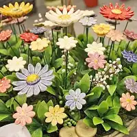 Marguerite en céramique sur tige à planter - Déco jardin