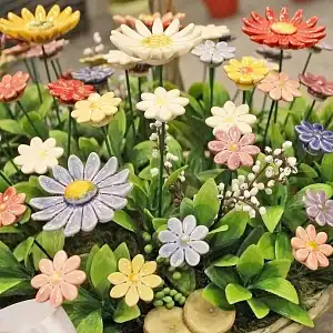 Lien vers un produit variante ou accessoire : Marguerite en céramique sur tige à planter - Déco jardin