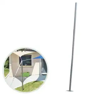 Mât pour voile d'ombrage en acier H.2,40m avec embase inclinée à visser ou pointe pour pelouse