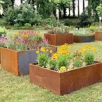 Bac potager carr&eacute; en acier corten fabriqu&eacute; en France