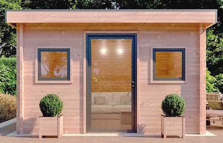 Cabanon de jardin au toit plat, fenetres et portes en PVC