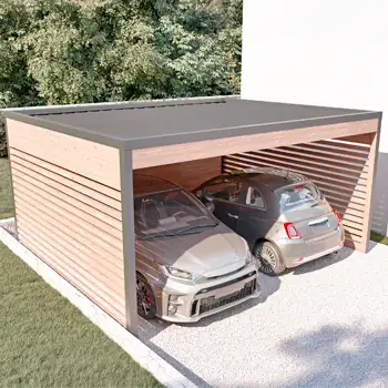 Carport pour 2 voitures en bois et alu