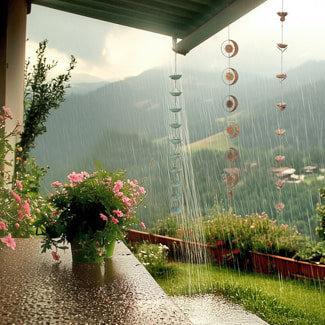 Décoration gouttière maison en métal chaine de pluie Décoration gouttière maison en métal chaine de pluie