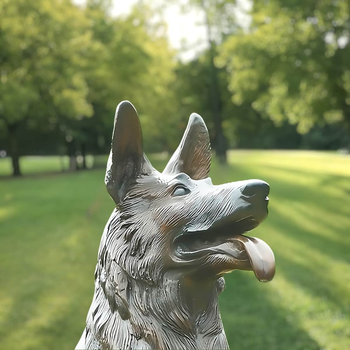 Sculpture de chien assis pour décoration de jardin originale