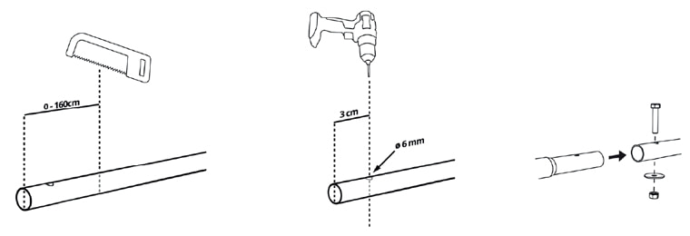 Coupe tube de liaison pour ajuster longueur pergola