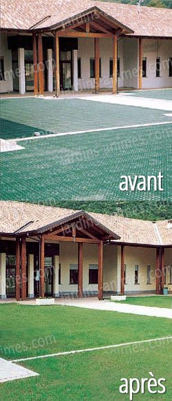 Dalle alvéolaire en plastique à engazonner pour un bel espace vert permettant le passage des voitures Dalle alvéolaire en plastique à engazonner pour un bel espace vert permettant le passage des voitures