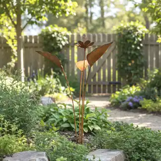 Déco fleur en métal rouillé pour le jardin Déco fleur en métal rouillé pour le jardin