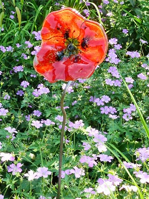 Fleur décorative en verre, à planter dans le jardin