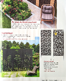 Présentation des panneaux en découpe laser dans le magazine Détente jardin