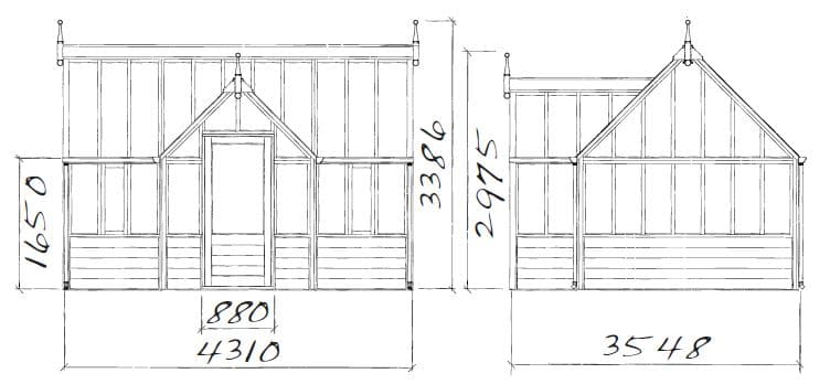 Dimensions de la serre Portico 7x11 panneaux
