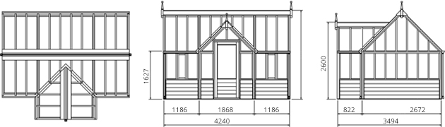 Dimensions de la serre Portico 7x11 panneaux Dimensions de la serre Portico 7x11 panneaux