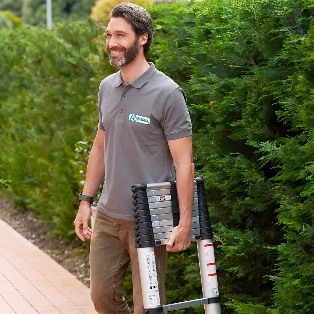 Échelle télescopique en aluminium sécurisée