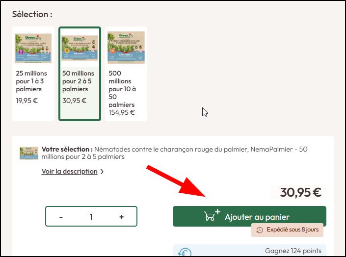 Ajouter le produit à recommander, au panier