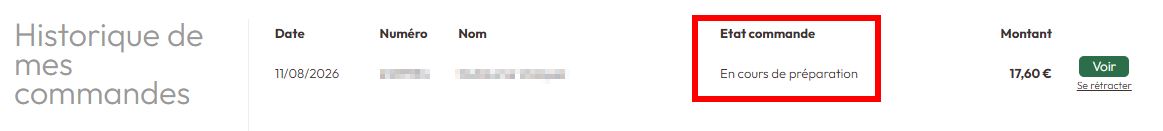 Voir le statut de sa commande