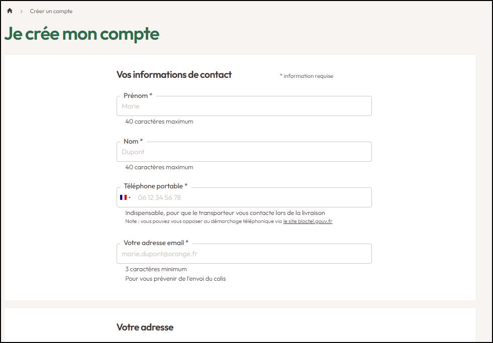 Remplir les diff&eacute;rentes informations obligatoires pour exp&eacute;dier la commande sans soucis