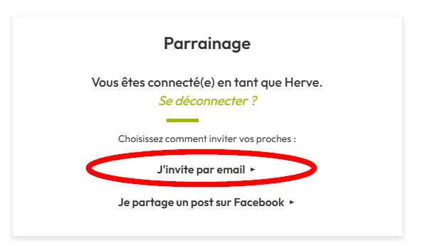 Inviter un filleul