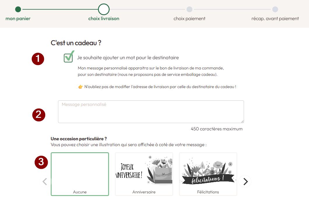 laisser un mot cadeau personnalis&eacute;