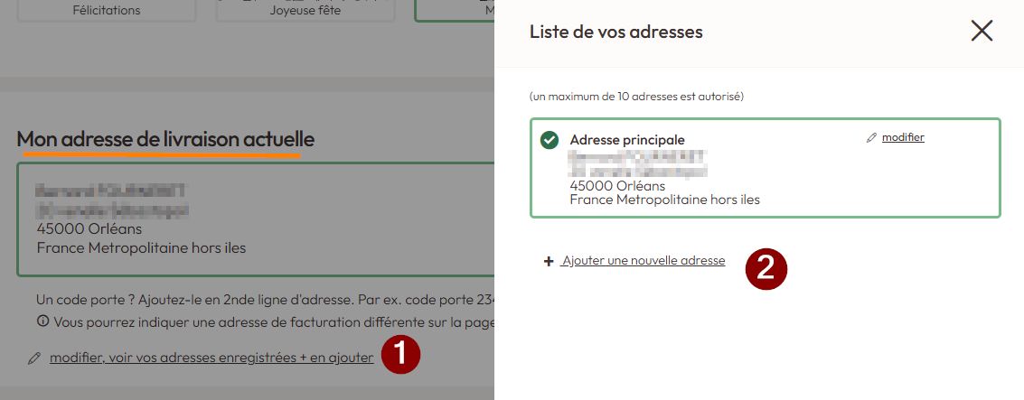 comment modifier l'adresse de livraison