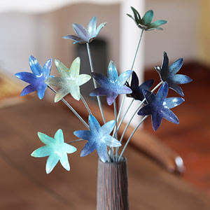 Fleur décorative artisanale en acier pour bouquet intemporel et composition florale