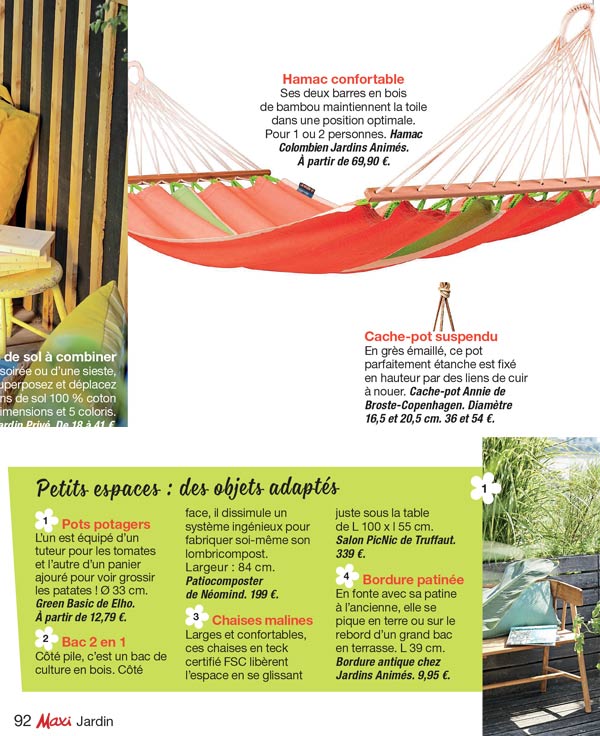 Présentation du hamac colombien tissé à la main dans la revue Maxi