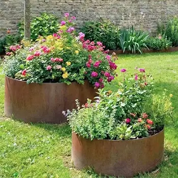 Grande jardinière ronde en acier corten Grande jardinière ronde en acier corten