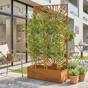 Jardini&egrave;re treillis avec brise-vue pour terrasse