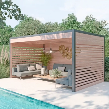 Pergola pour terrasse en bois et alu