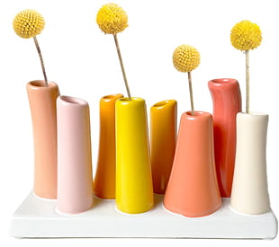 Vase 8 tubes en céramique couleur