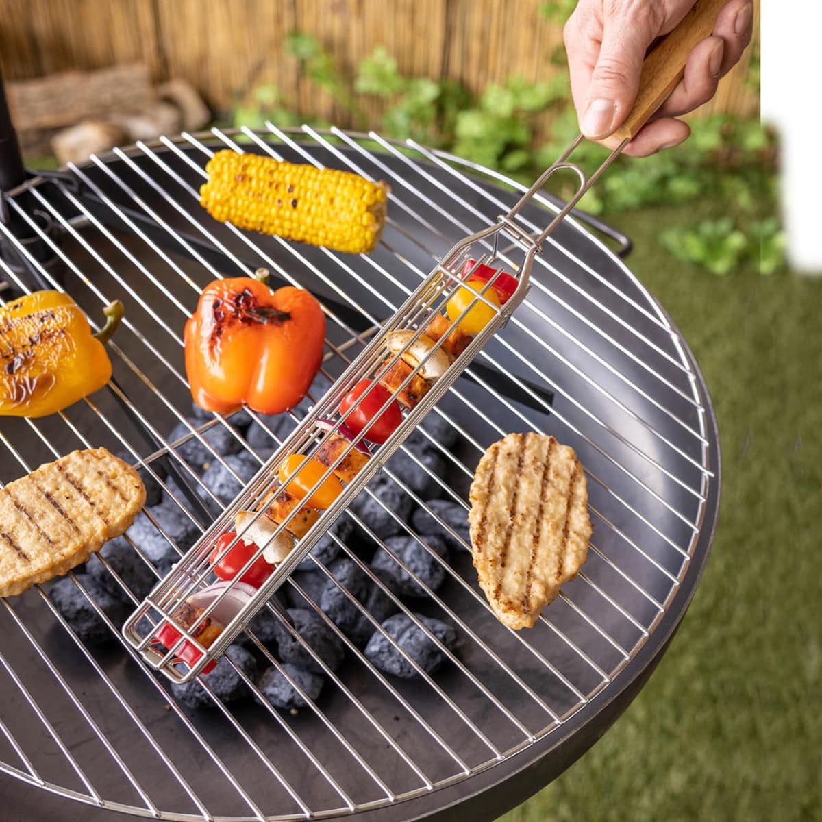 Panier De Barbecue En Acier Inoxydable 22x40 Cm - Pour Griller Viande, Poisson, Légumes Facilement, Nettoyage Aisé