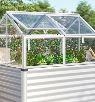 Potager avec petite serre amovible Potager avec petite serre amovible